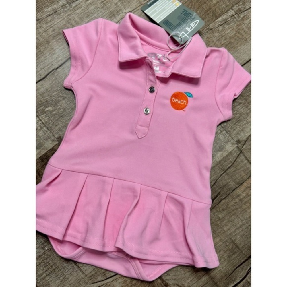 Garb Infant Caroline Pink Polo Onesie Dress Beach‎ Orange 6M NWT